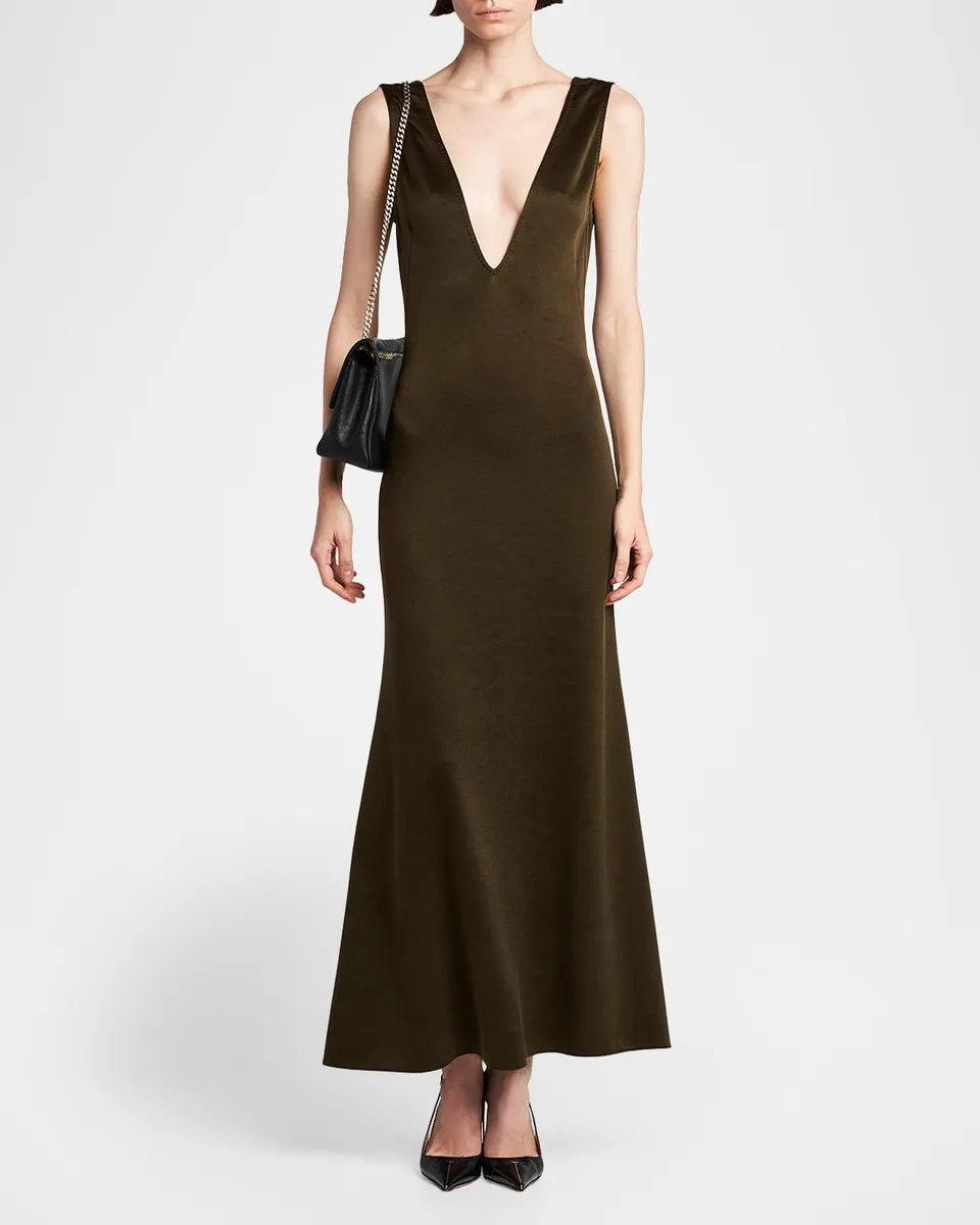 Tom Ford Double-Face Plunging V-Neck Dress | Thumbnail 2