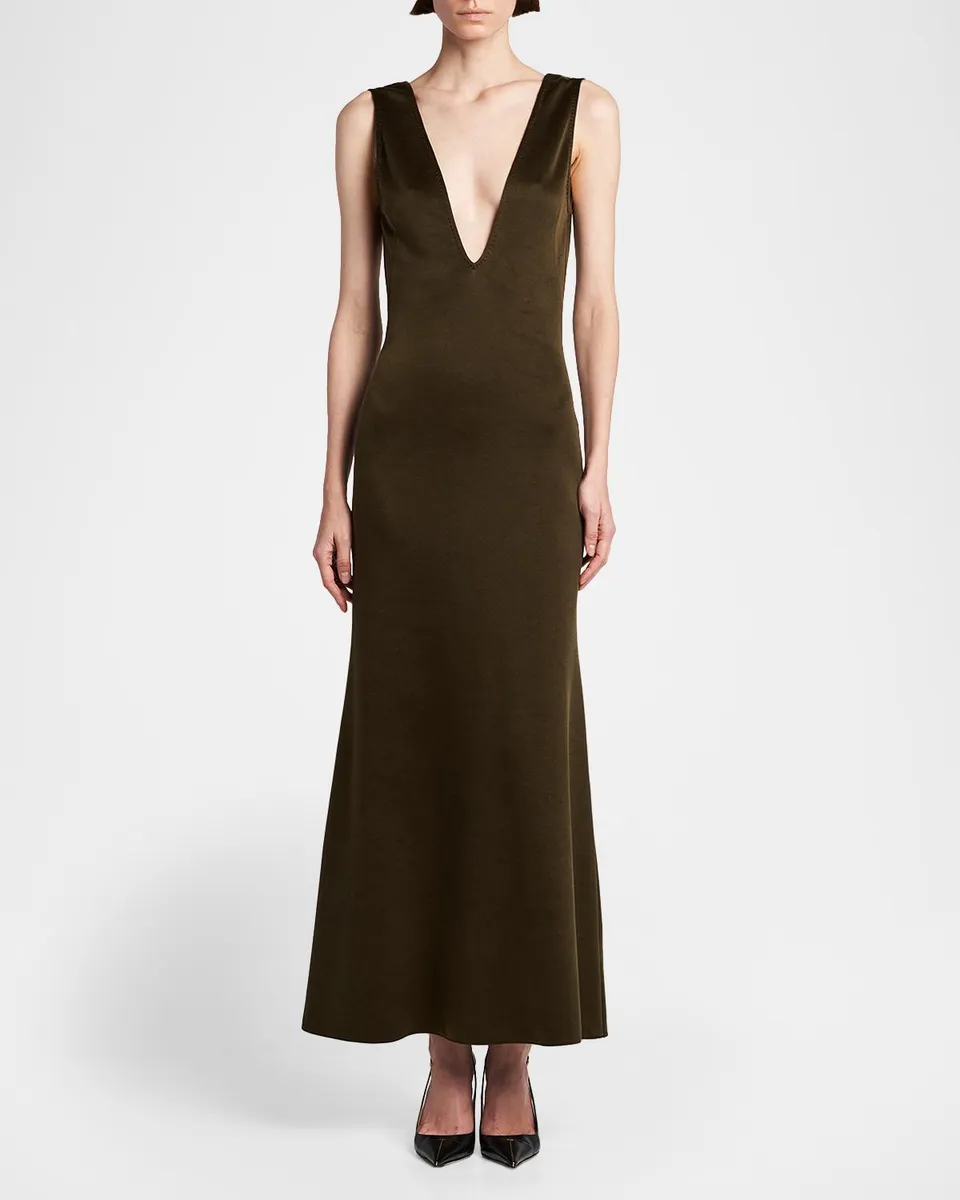 Tom Ford Double-Face Plunging V-Neck Dress | Thumbnail 4