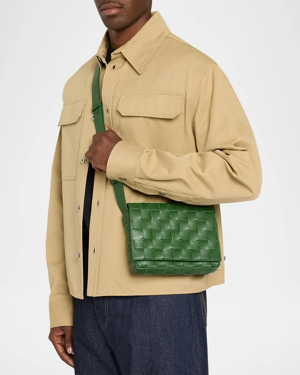 Bottega Veneta Men's Intrecciato Leather Messenger Bag | Thumbnail 2 Bottega Veneta Men's Intrecciato Leather Messenger Bag | Thumbnail 2