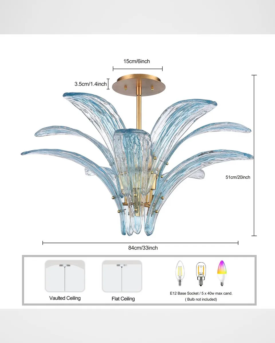 Arabela Lighting Fiore 33" 5-Light Semi-Flush Mount | Thumbnail 7 Arabela Lighting Fiore 33" 5-Light Semi-Flush Mount | Thumbnail 7