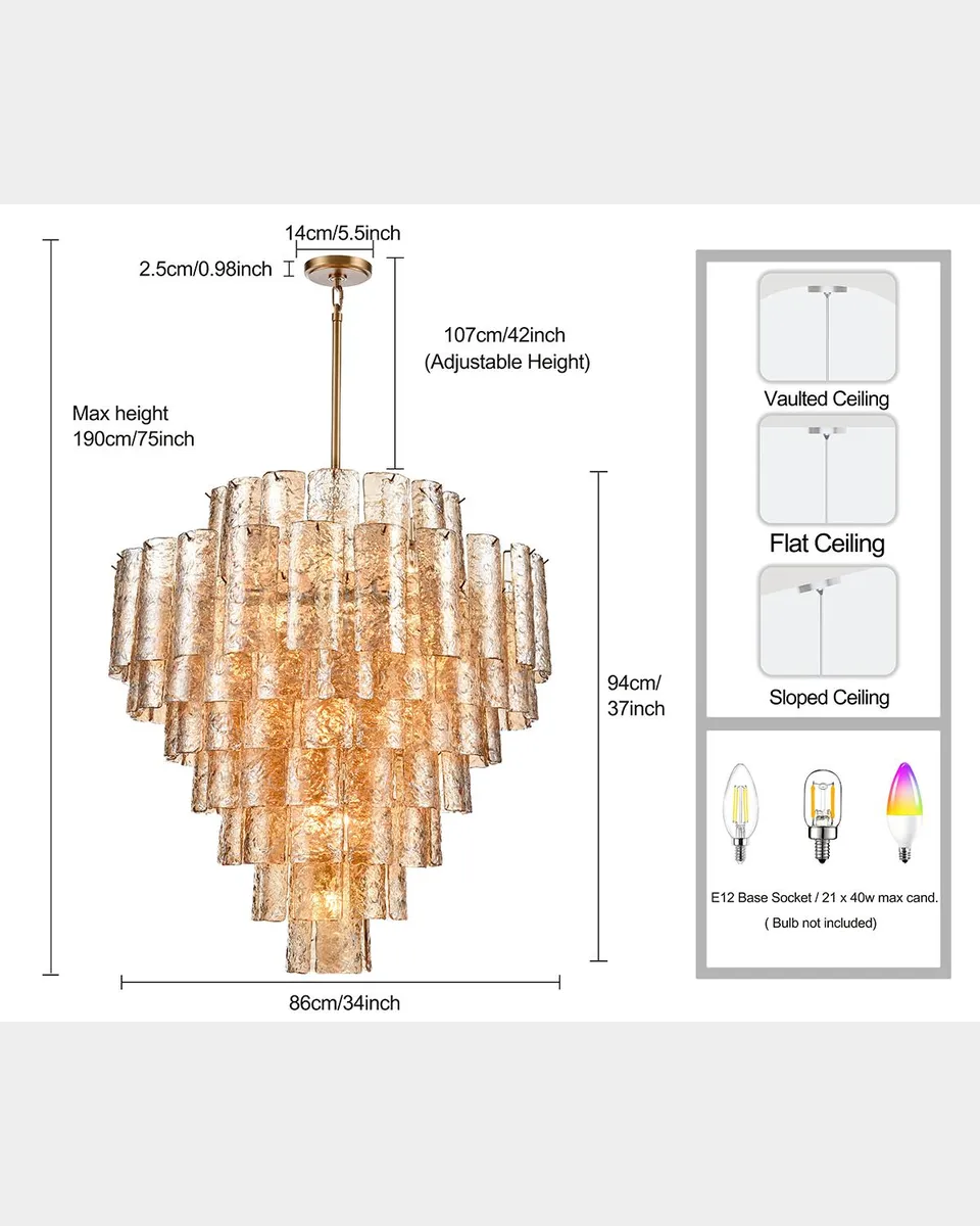 Arabela Lighting Fire and Ice 37" 21-Light Chandelier | Thumbnail 6