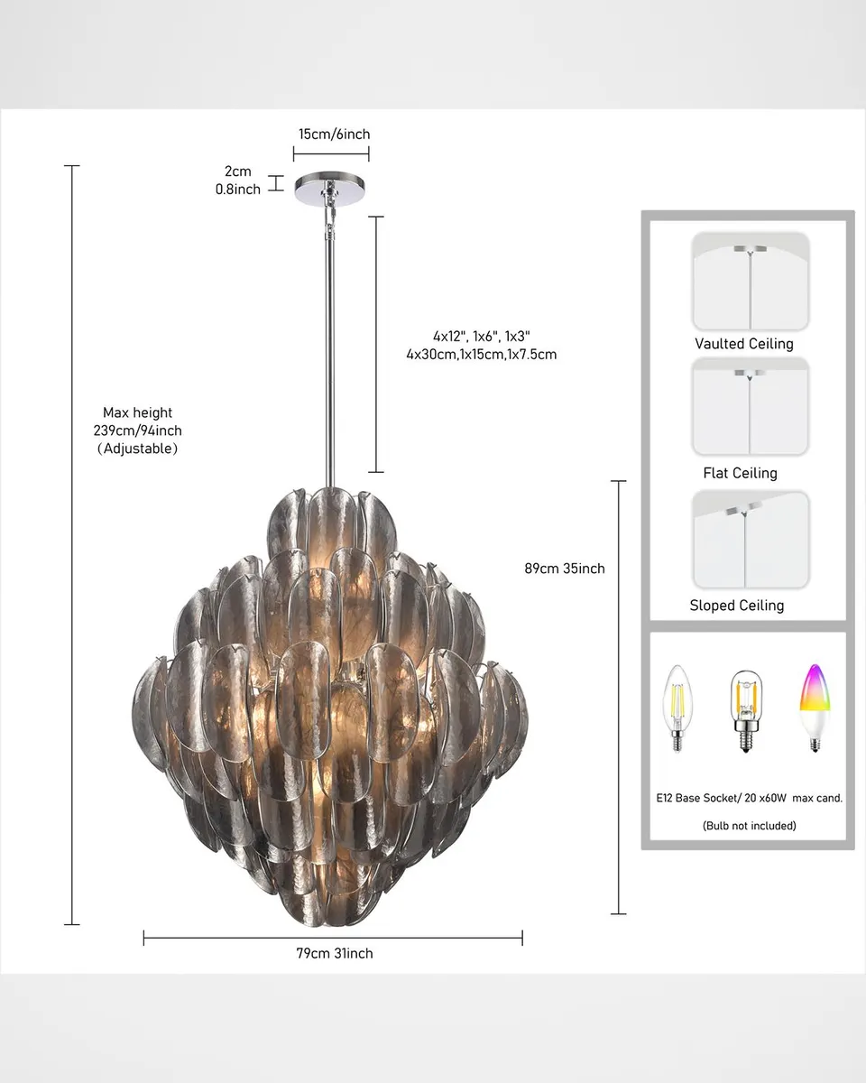 Arabela Lighting Chateau 31" 20-Light Chandelier | Thumbnail 7 Arabela Lighting Chateau 31" 20-Light Chandelier | Thumbnail 7