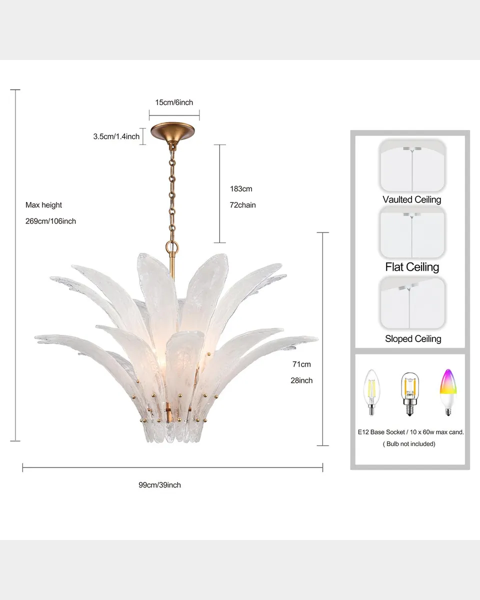 Arabela Lighting Fiore 39" 10-Light Pendant Chandelier | Thumbnail 7