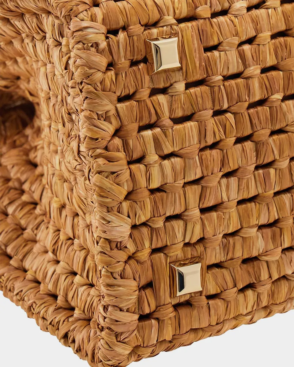 Ferragamo Studio Box Open-Weave Raffia Tote Bag | Thumbnail 7