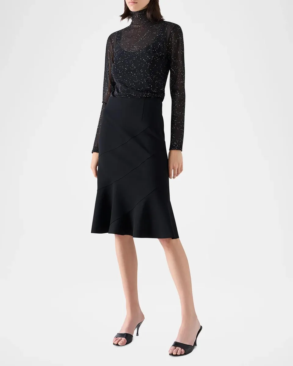 Akris punto Rhinestone Sheer Mesh Mock Turtleneck Top | Thumbnail 2