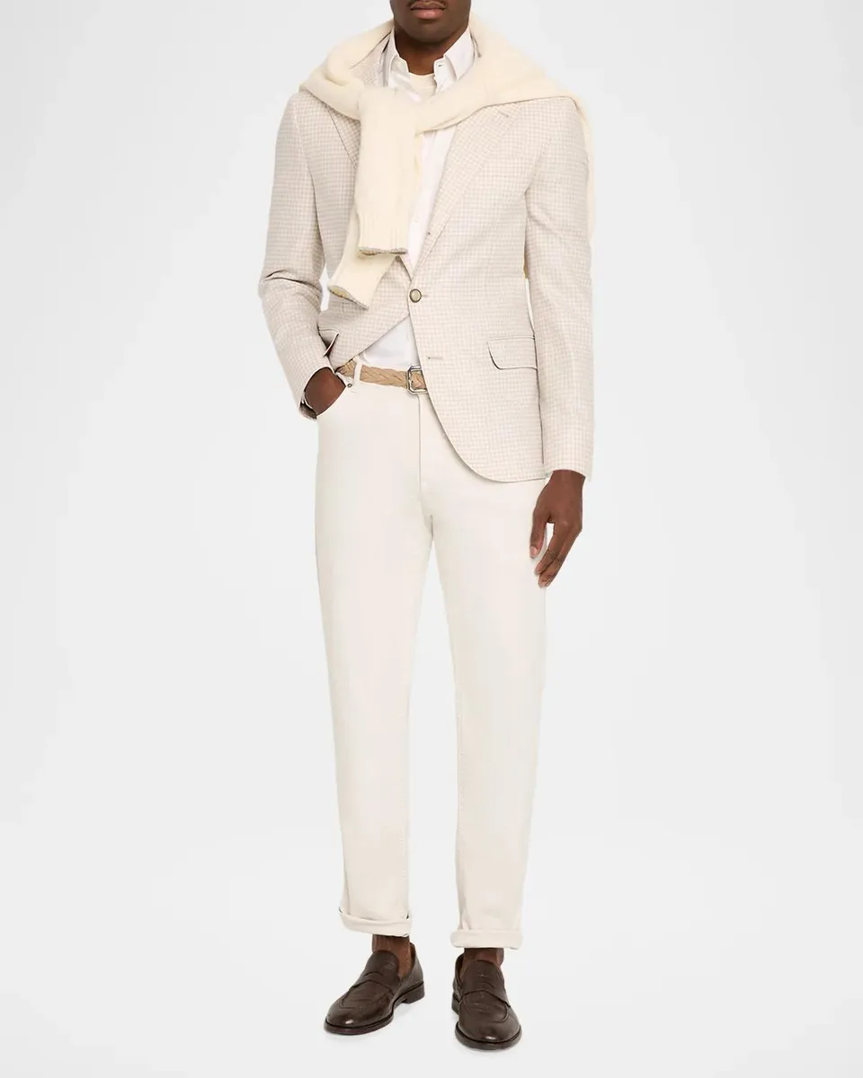 Brunello Cucinelli Men's Wool-Cashmere Houndstooth Suit Jacket | Thumbnail 2 Brunello Cucinelli Men's Wool-Cashmere Houndstooth Suit Jacket | Thumbnail 2