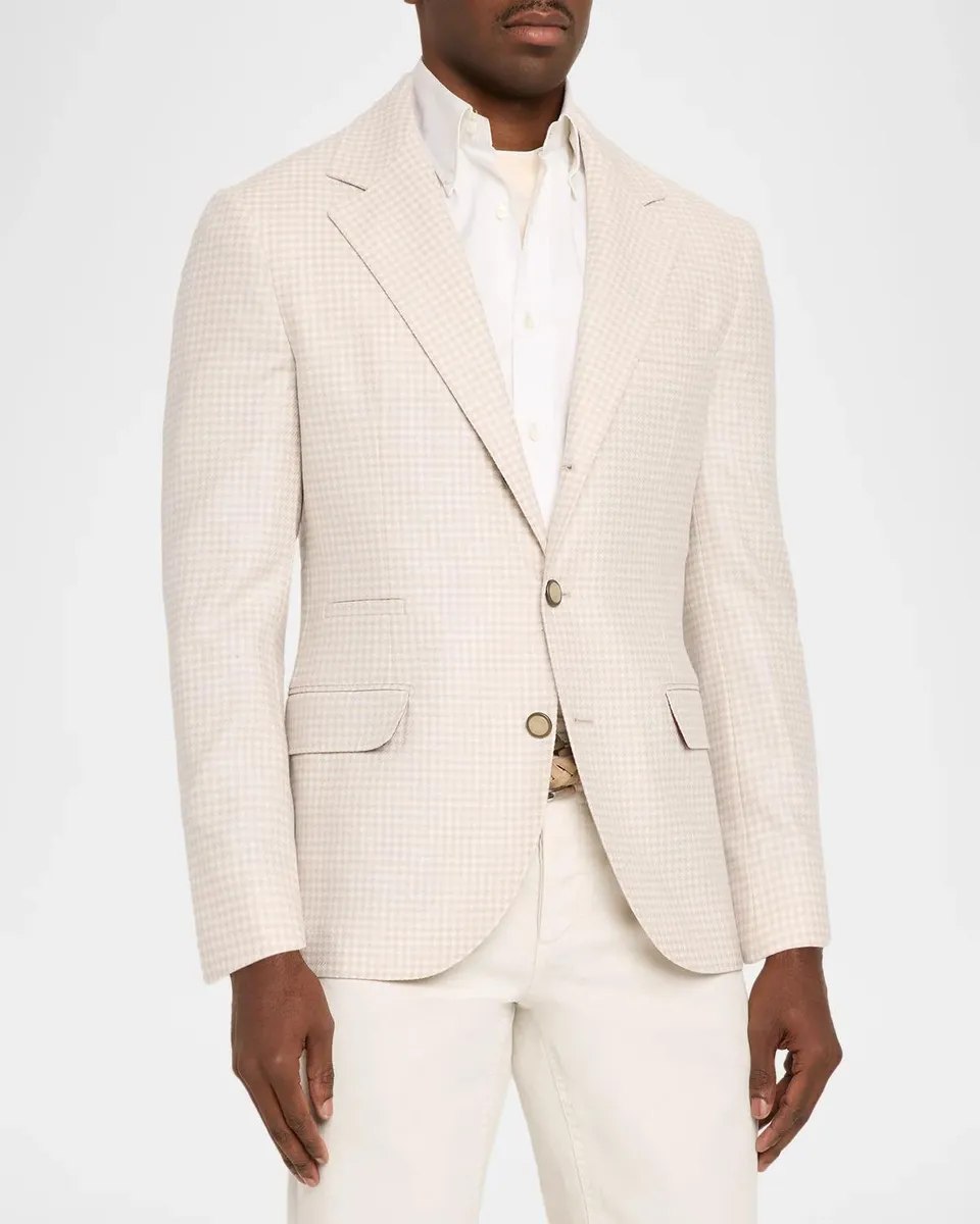 Brunello Cucinelli Men's Wool-Cashmere Houndstooth Suit Jacket | Thumbnail 4 Brunello Cucinelli Men's Wool-Cashmere Houndstooth Suit Jacket | Thumbnail 4