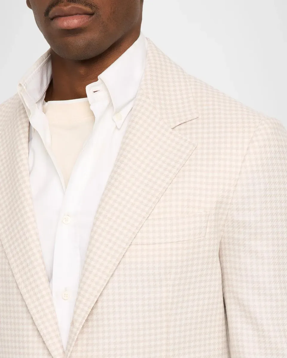 Brunello Cucinelli Men's Wool-Cashmere Houndstooth Suit Jacket | Thumbnail 5 Brunello Cucinelli Men's Wool-Cashmere Houndstooth Suit Jacket | Thumbnail 5