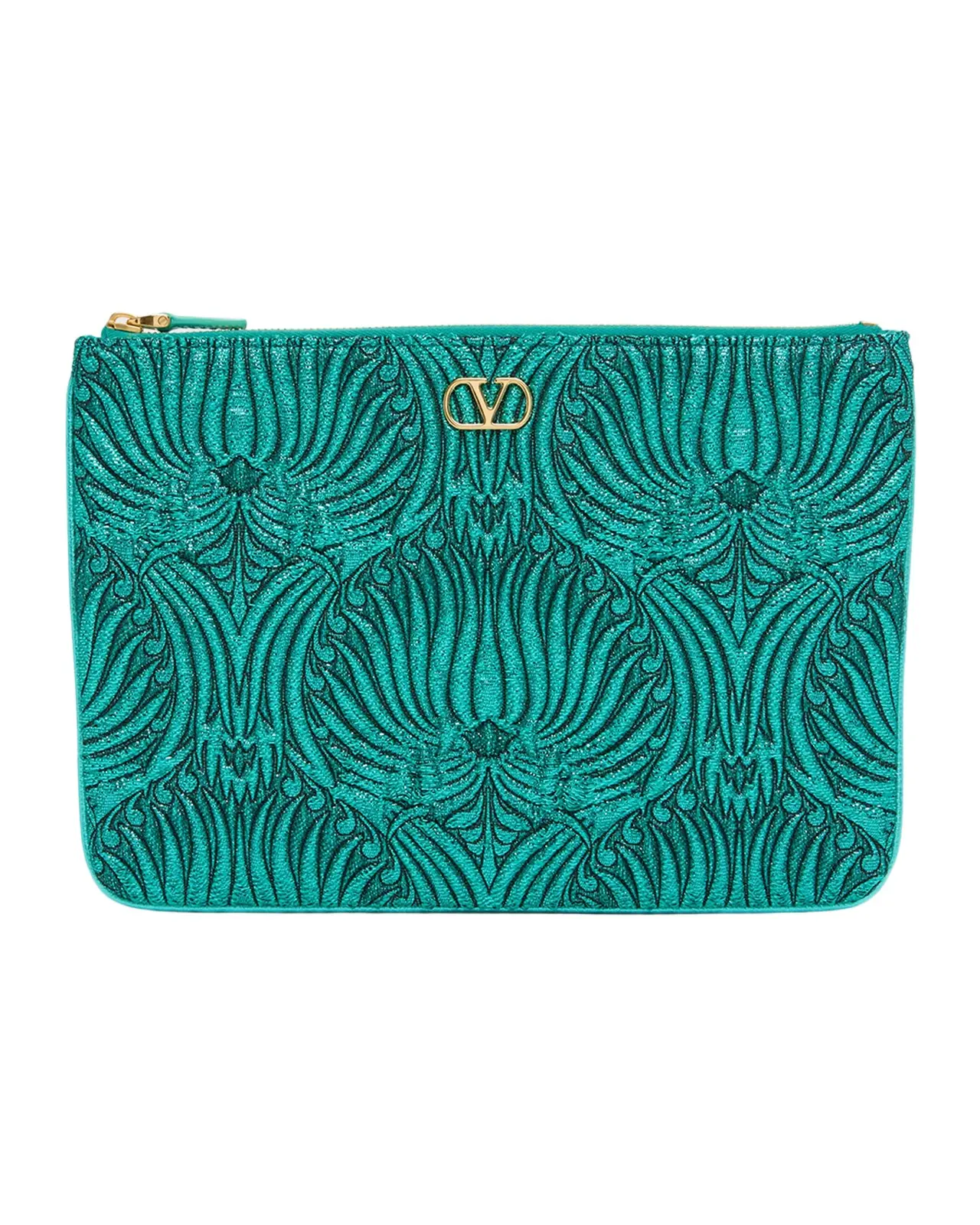 Metallic VLogo Clutch Bag