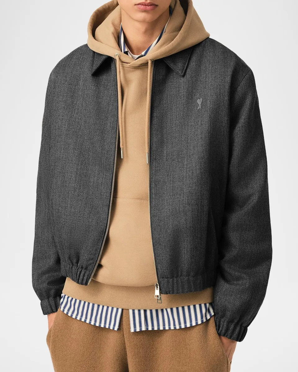 AMI PARIS Men's Wool Full-Zip Blouson | Thumbnail 4 AMI PARIS Men's Wool Full-Zip Blouson | Thumbnail 4