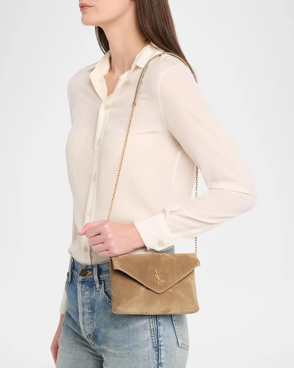 Saint Laurent Cassandre Large Suede Envelope Clutch Bag | Thumbnail 2 Saint Laurent Cassandre Large Suede Envelope Clutch Bag | Thumbnail 2