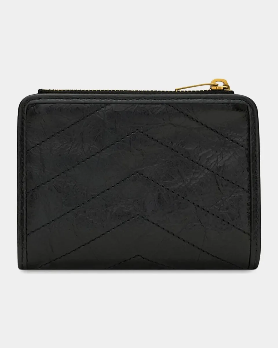 Saint Laurent Niki YSL Bi-Fold Wallet in Crinkled Leather | Thumbnail 2 Saint Laurent Niki YSL Bi-Fold Wallet in Crinkled Leather | Thumbnail 2