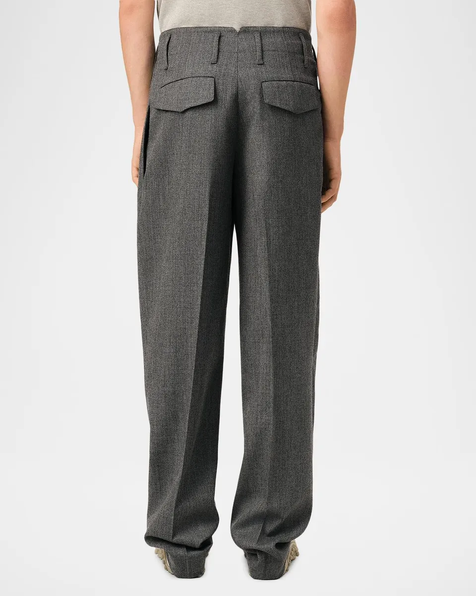 AMI PARIS Men's Zuit Wool Wide-Leg Double-Pleated Trousers | Thumbnail 3 AMI PARIS Men's Zuit Wool Wide-Leg Double-Pleated Trousers | Thumbnail 3