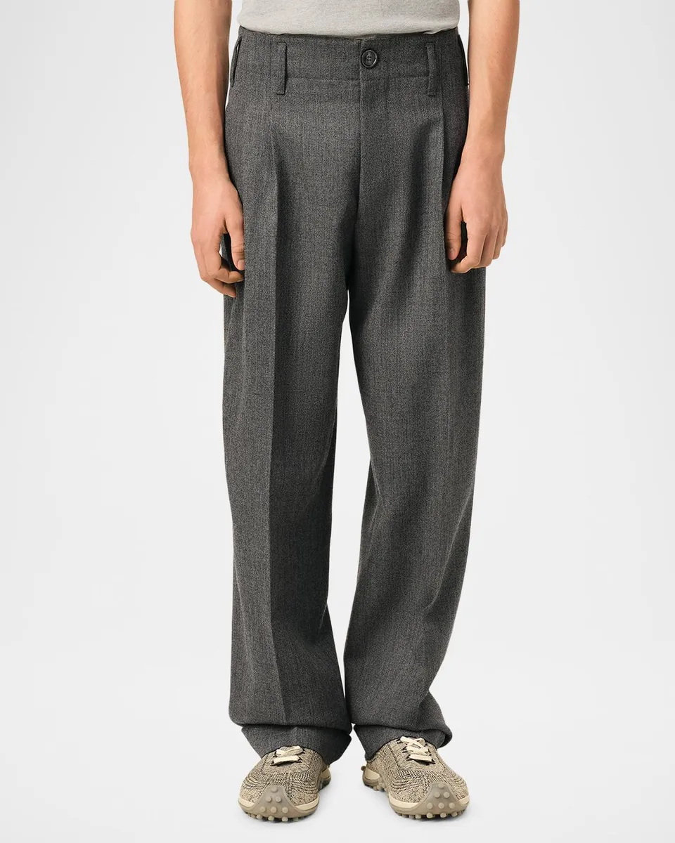 AMI PARIS Men's Zuit Wool Wide-Leg Double-Pleated Trousers | Thumbnail 4 AMI PARIS Men's Zuit Wool Wide-Leg Double-Pleated Trousers | Thumbnail 4