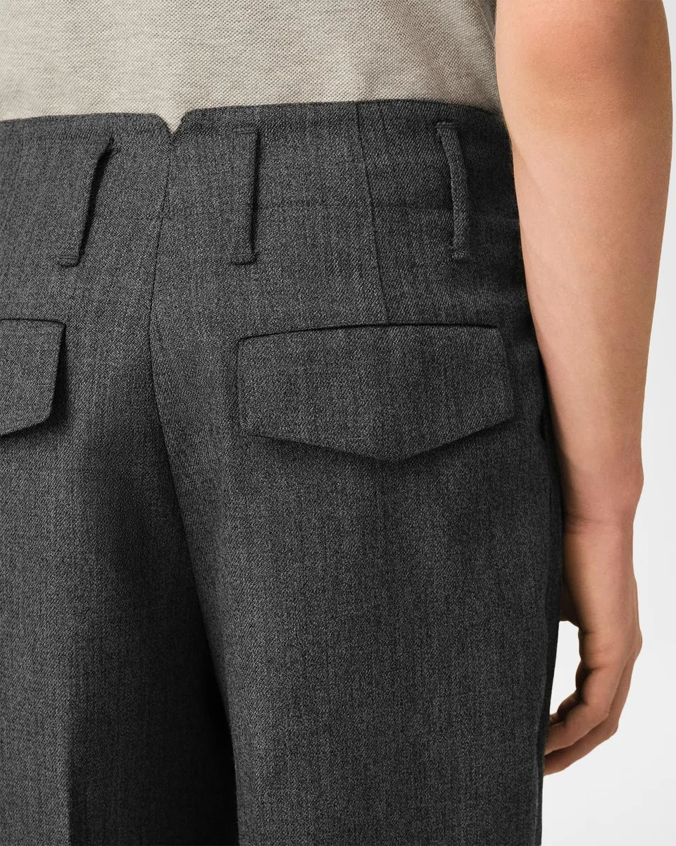 AMI PARIS Men's Zuit Wool Wide-Leg Double-Pleated Trousers | Thumbnail 5 AMI PARIS Men's Zuit Wool Wide-Leg Double-Pleated Trousers | Thumbnail 5
