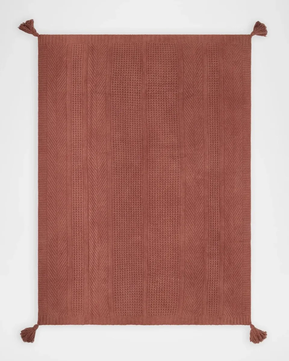 Barefoot Dreams CozyChic Holiday Waffle Cable Knit Throw, 54" x 72" | Thumbnail 2 Barefoot Dreams CozyChic Holiday Waffle Cable Knit Throw, 54" x 72" | Thumbnail 2
