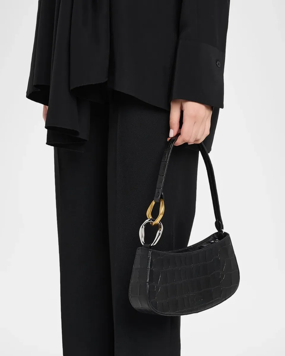 Staud Ollie Croc-Embossed Leather Shoulder Bag | Thumbnail 2