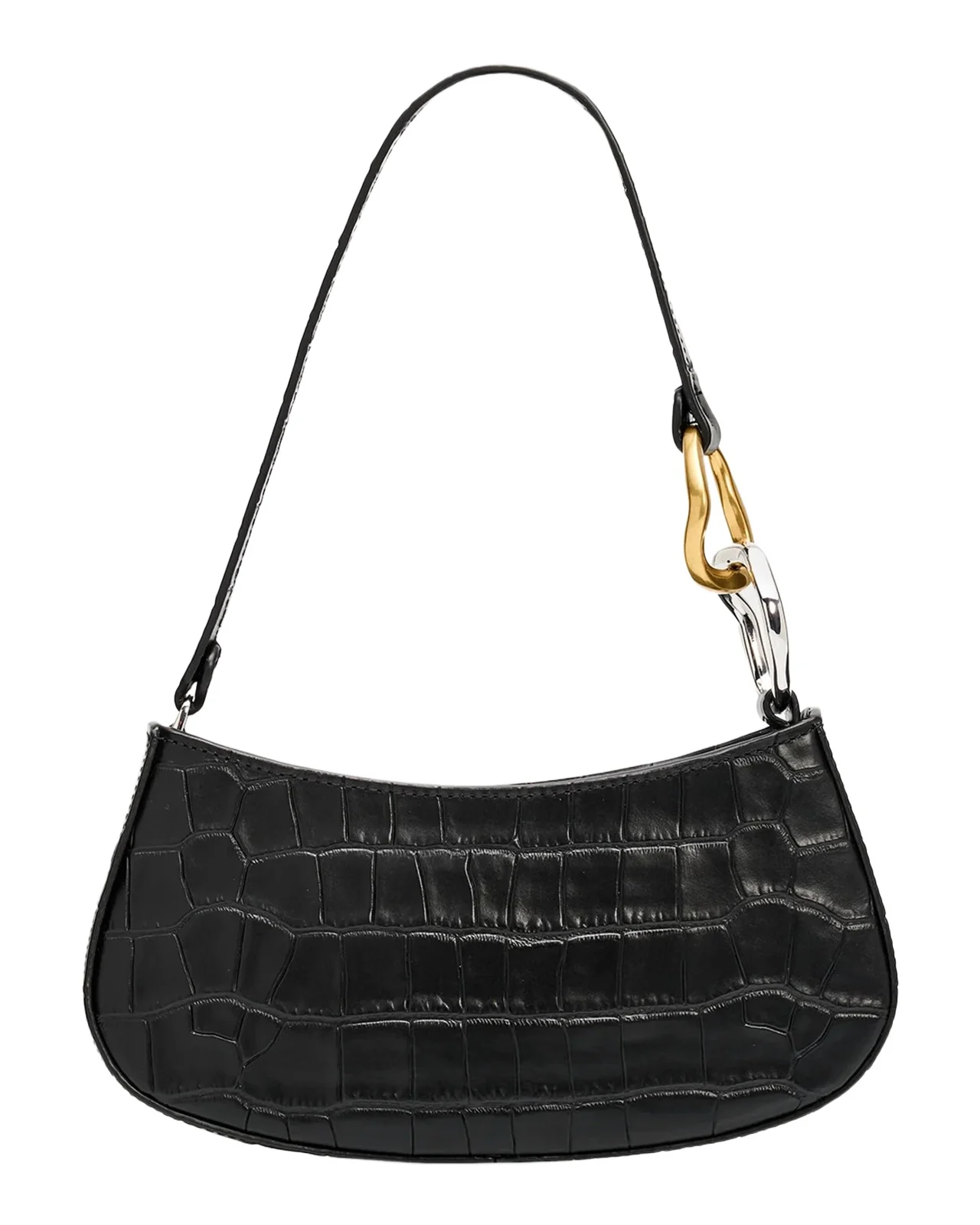 Ollie Croc-Embossed Leather Shoulder Bag Ollie Croc-Embossed Leather Shoulder Bag