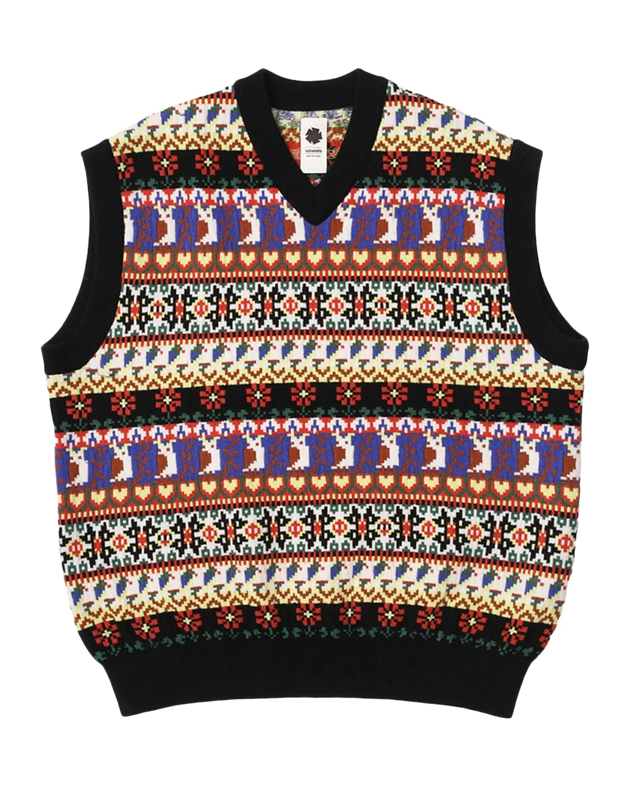 vowels Men's Wool Jacquard Fair Isle Sweater Vest