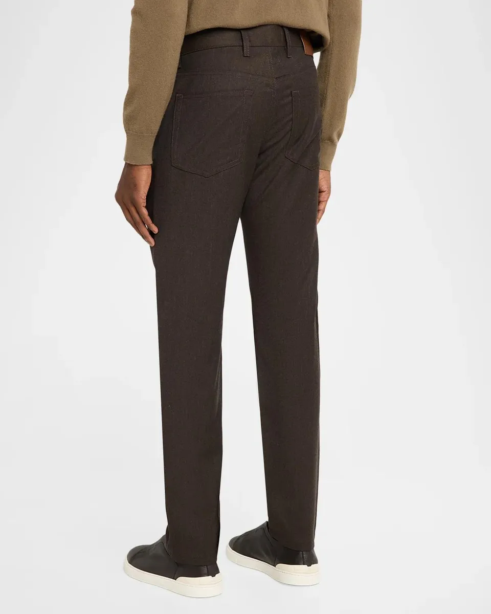 Zegna Men's Wool Flannel Five-Pocket Pants | Thumbnail 3 Zegna Men's Wool Flannel Five-Pocket Pants | Thumbnail 3