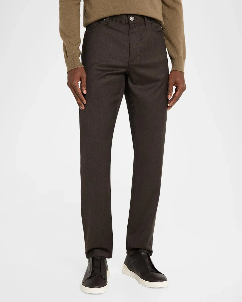 Zegna Men's Wool Flannel Five-Pocket Pants | Thumbnail 4 Zegna Men's Wool Flannel Five-Pocket Pants | Thumbnail 4