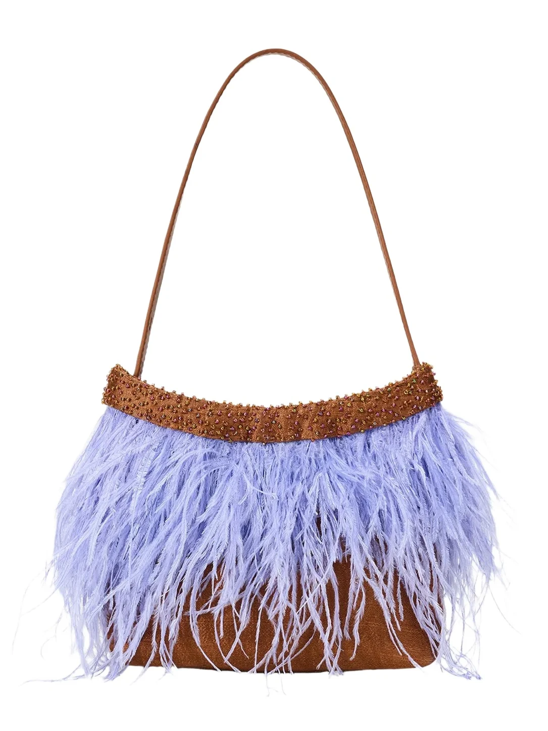 Staud Winslow Beaded Feather Top-Handle Bag