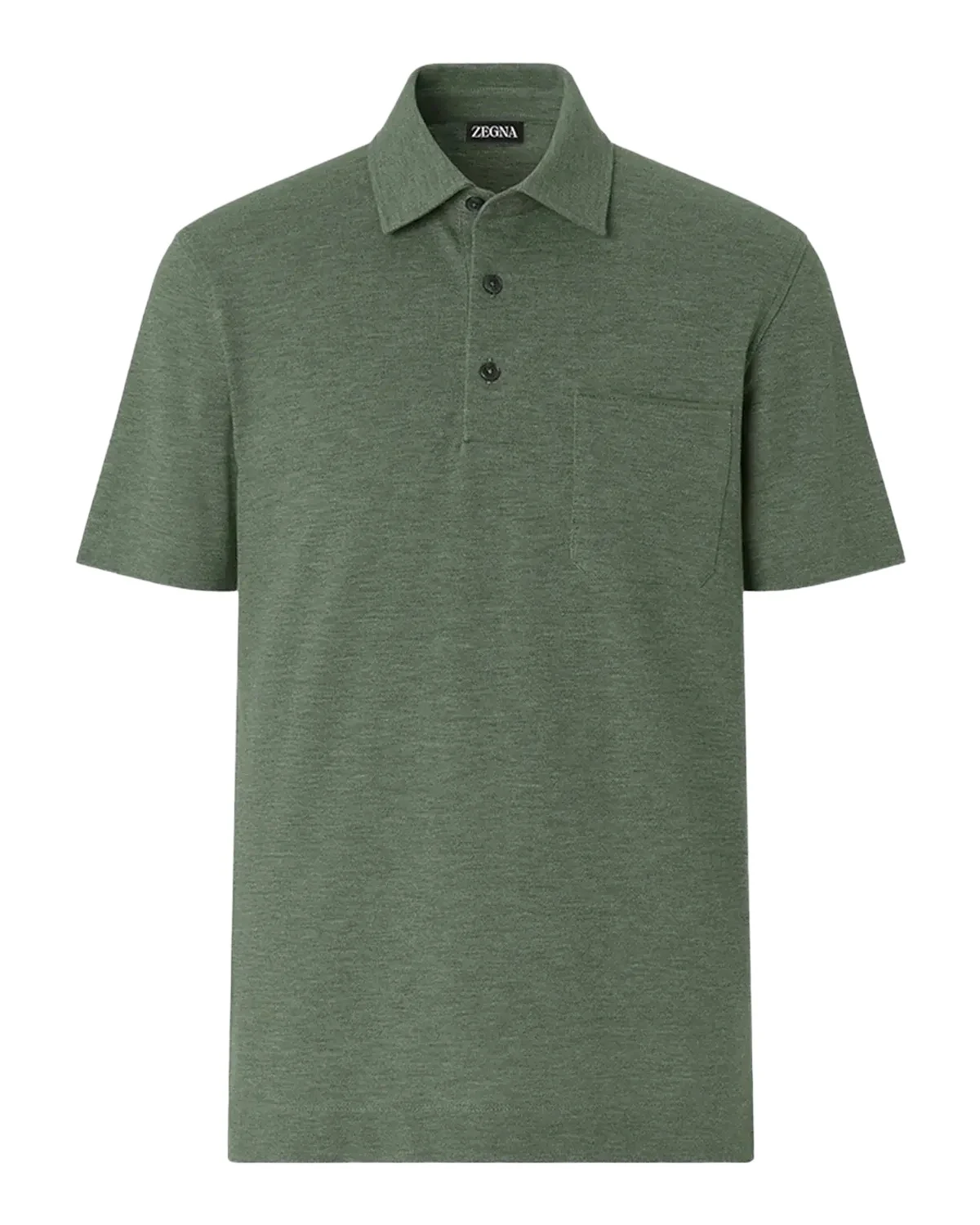 Zegna Men's Cotton Polo Shirt with Leather-Trim Pocket