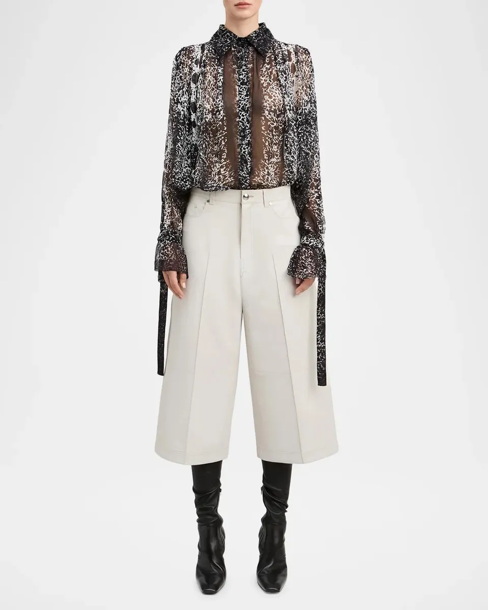 DEREK LAM 10 CROSBY Walker Abstract Georgette Ruched Blouse | Thumbnail 2