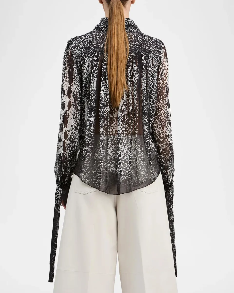 DEREK LAM 10 CROSBY Walker Abstract Georgette Ruched Blouse | Thumbnail 3