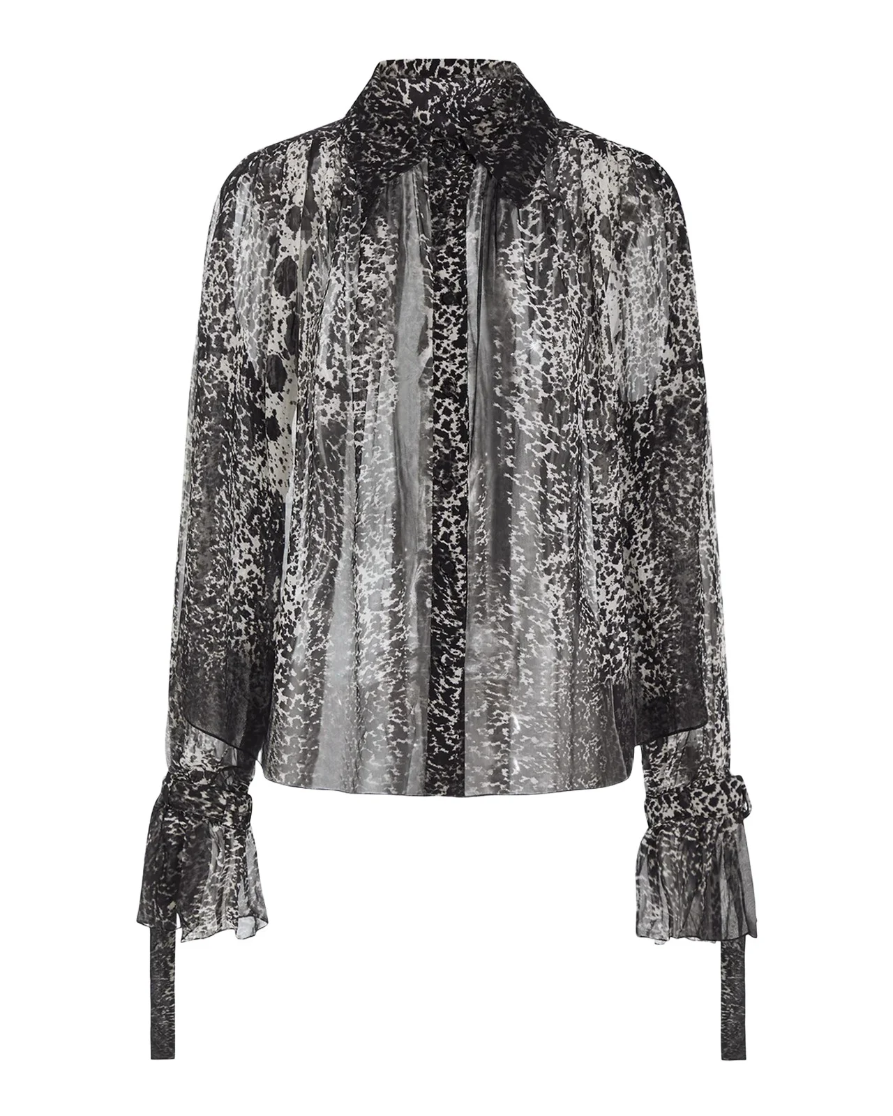 Walker Abstract Georgette Ruched Blouse Walker Abstract Georgette Ruched Blouse