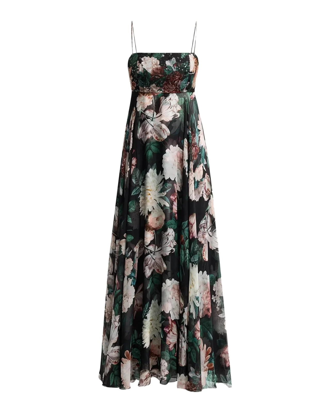 SACHIN & BABI Brooklynne Sleeveless Floral Square-Neck Gown