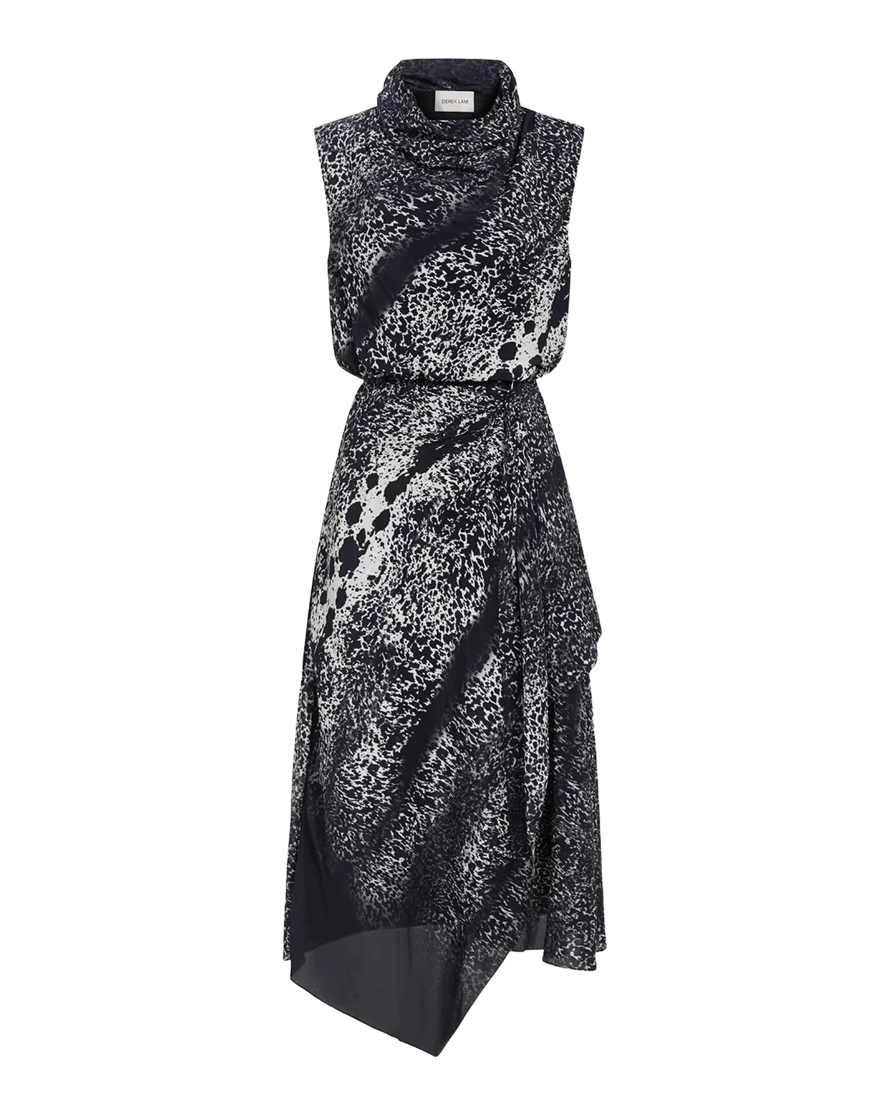 DEREK LAM 10 CROSBY Abstract Cowhide Asymmetric Dress
