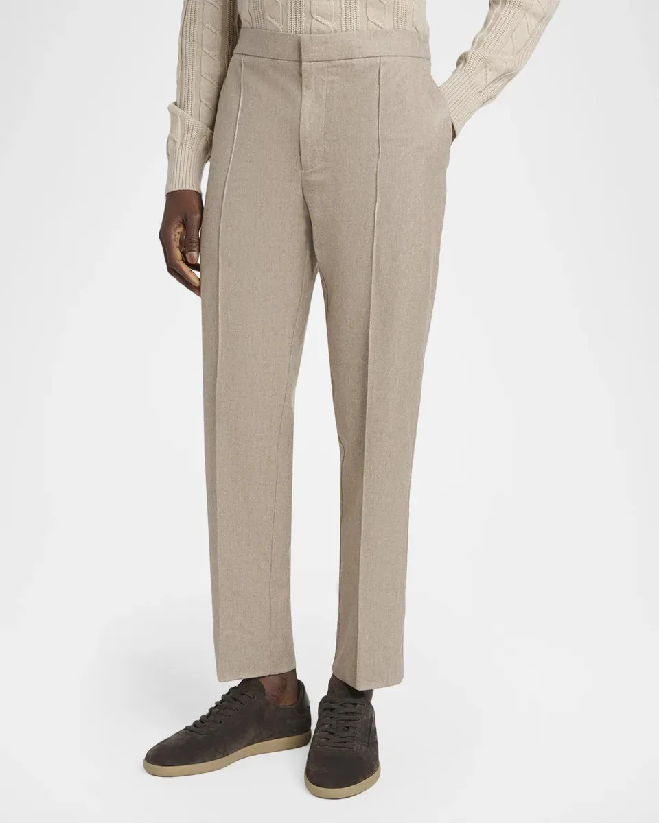 Zegna Men's Wool-Blend Flat-Front Stretch Trousers | Thumbnail 4