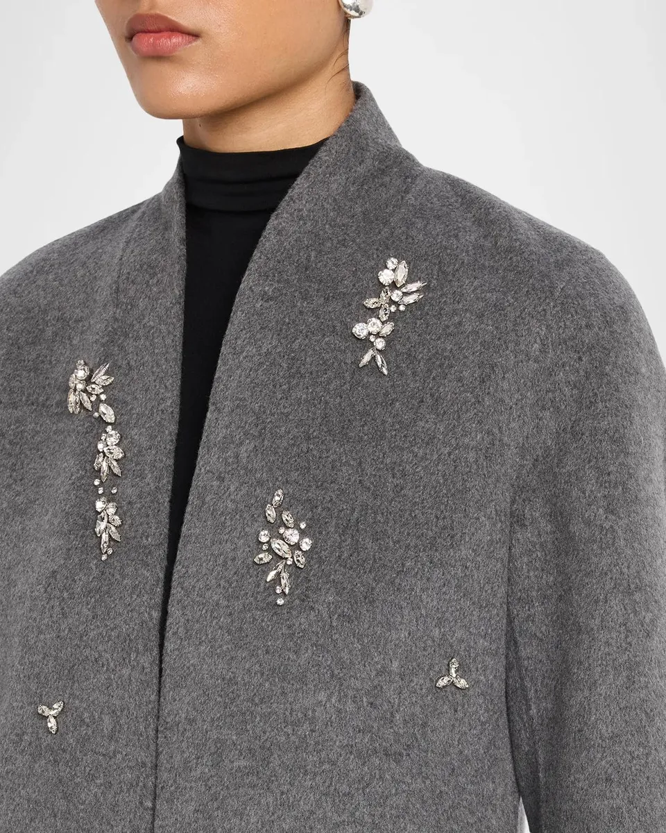 Neiman Marcus Cashmere Collection Double-Faced Cashmere Crystal Coat | Thumbnail 5 Neiman Marcus Cashmere Collection Double-Faced Cashmere Crystal Coat | Thumbnail 5