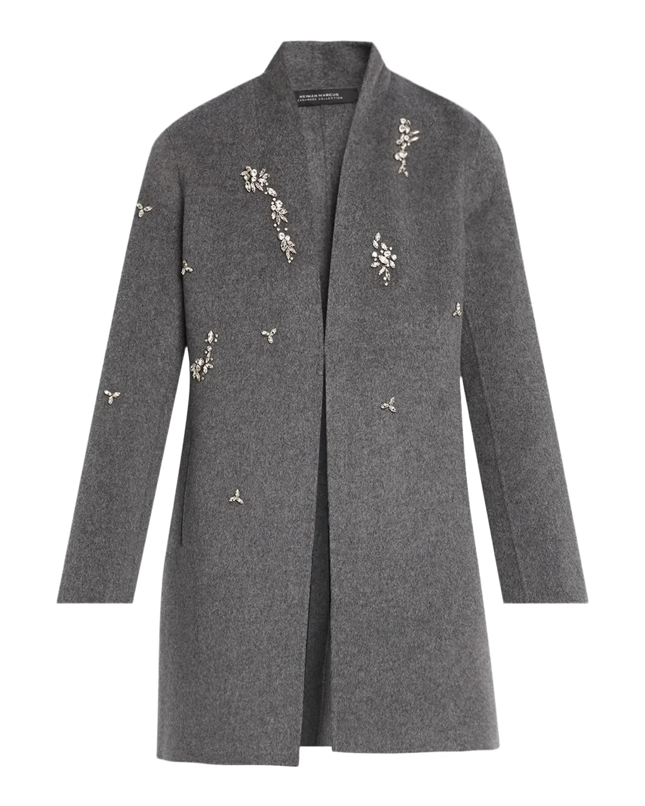 Neiman Marcus Cashmere Collection Double-Faced Cashmere Crystal Coat