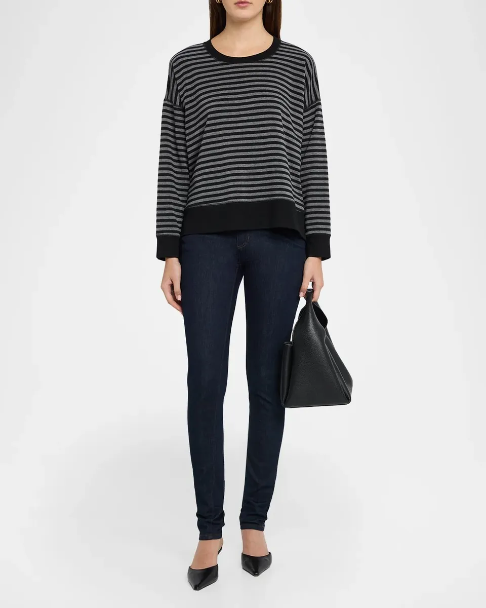 Eileen Fisher Striped Crewneck Terry Sweater | Thumbnail 2 Eileen Fisher Striped Crewneck Terry Sweater | Thumbnail 2