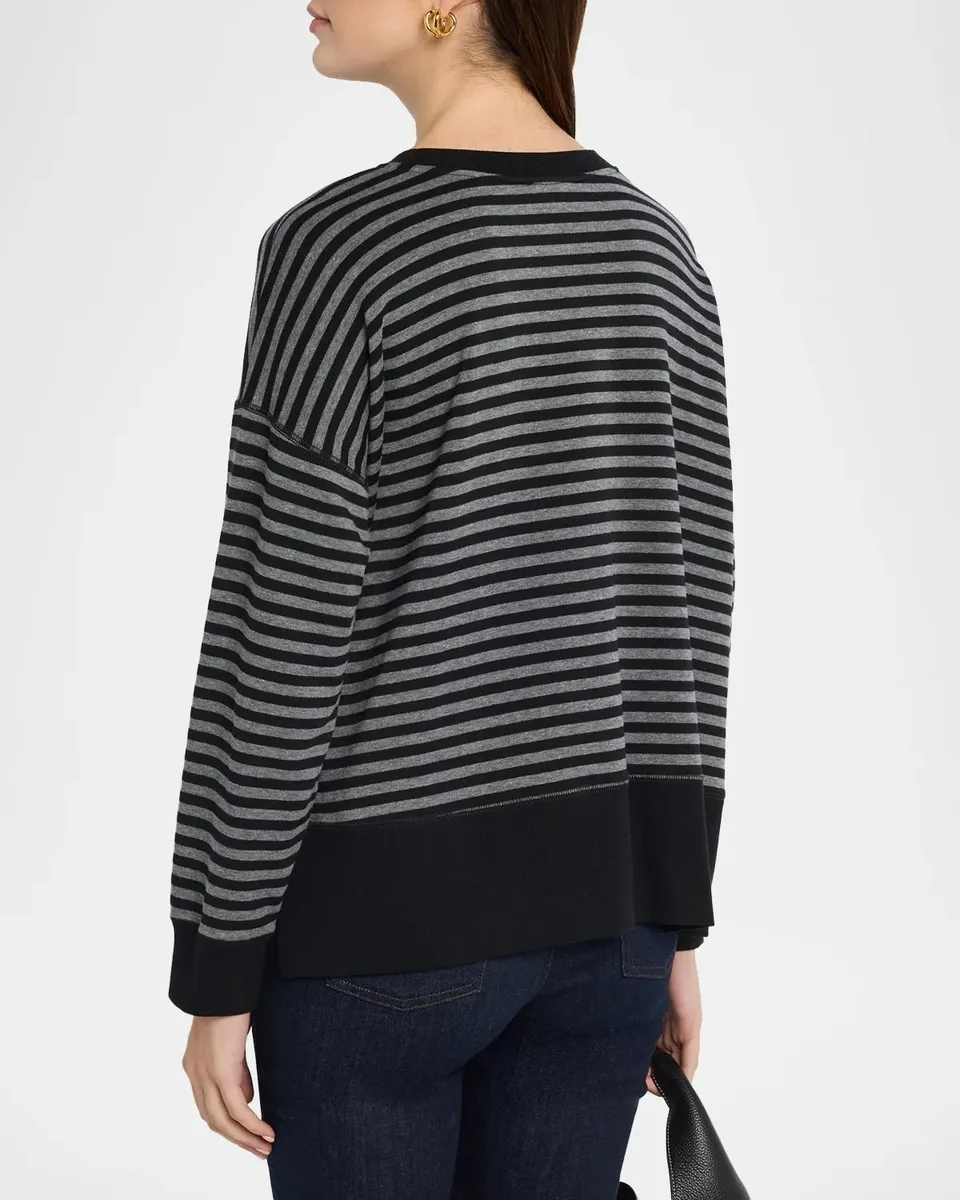 Eileen Fisher Striped Crewneck Terry Sweater | Thumbnail 3 Eileen Fisher Striped Crewneck Terry Sweater | Thumbnail 3