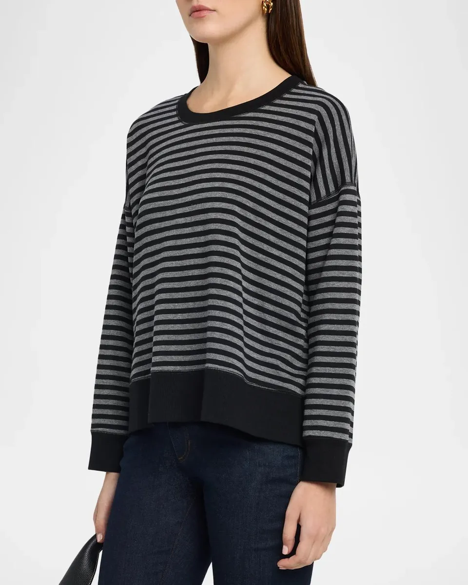 Eileen Fisher Striped Crewneck Terry Sweater | Thumbnail 4 Eileen Fisher Striped Crewneck Terry Sweater | Thumbnail 4