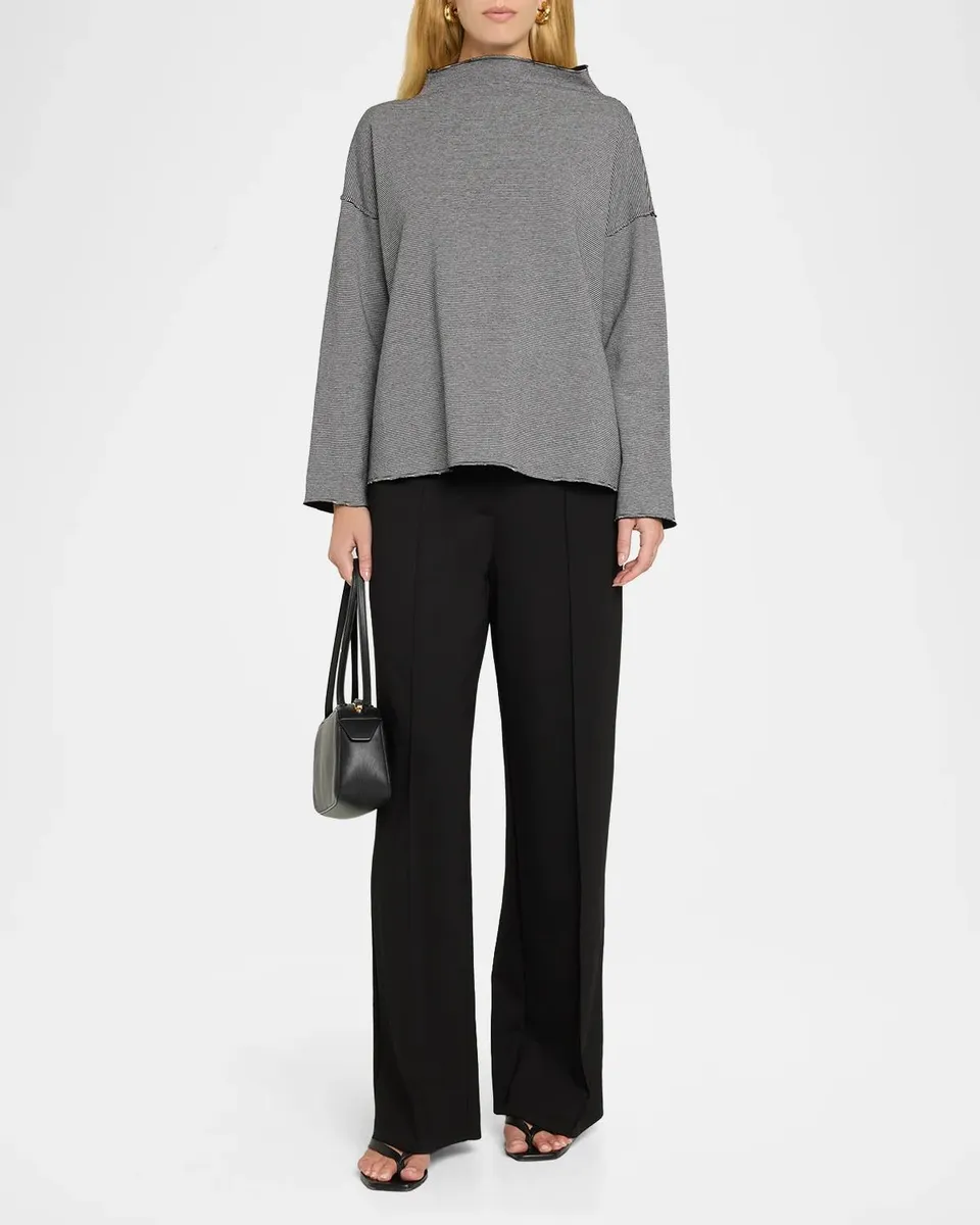 Eileen Fisher Striped Funnel-Neck Boxy Sweater | Thumbnail 2 Eileen Fisher Striped Funnel-Neck Boxy Sweater | Thumbnail 2