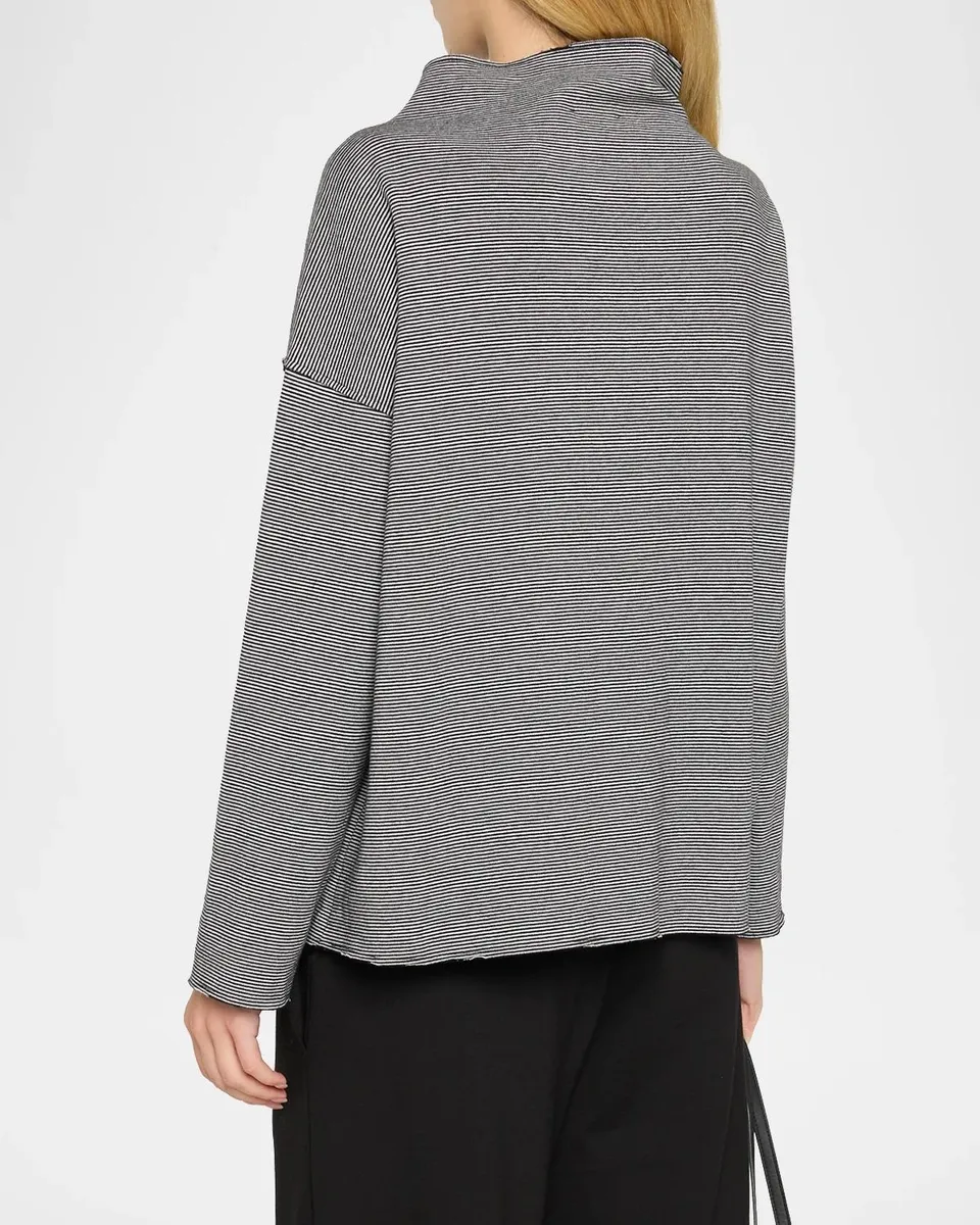 Eileen Fisher Striped Funnel-Neck Boxy Sweater | Thumbnail 3 Eileen Fisher Striped Funnel-Neck Boxy Sweater | Thumbnail 3