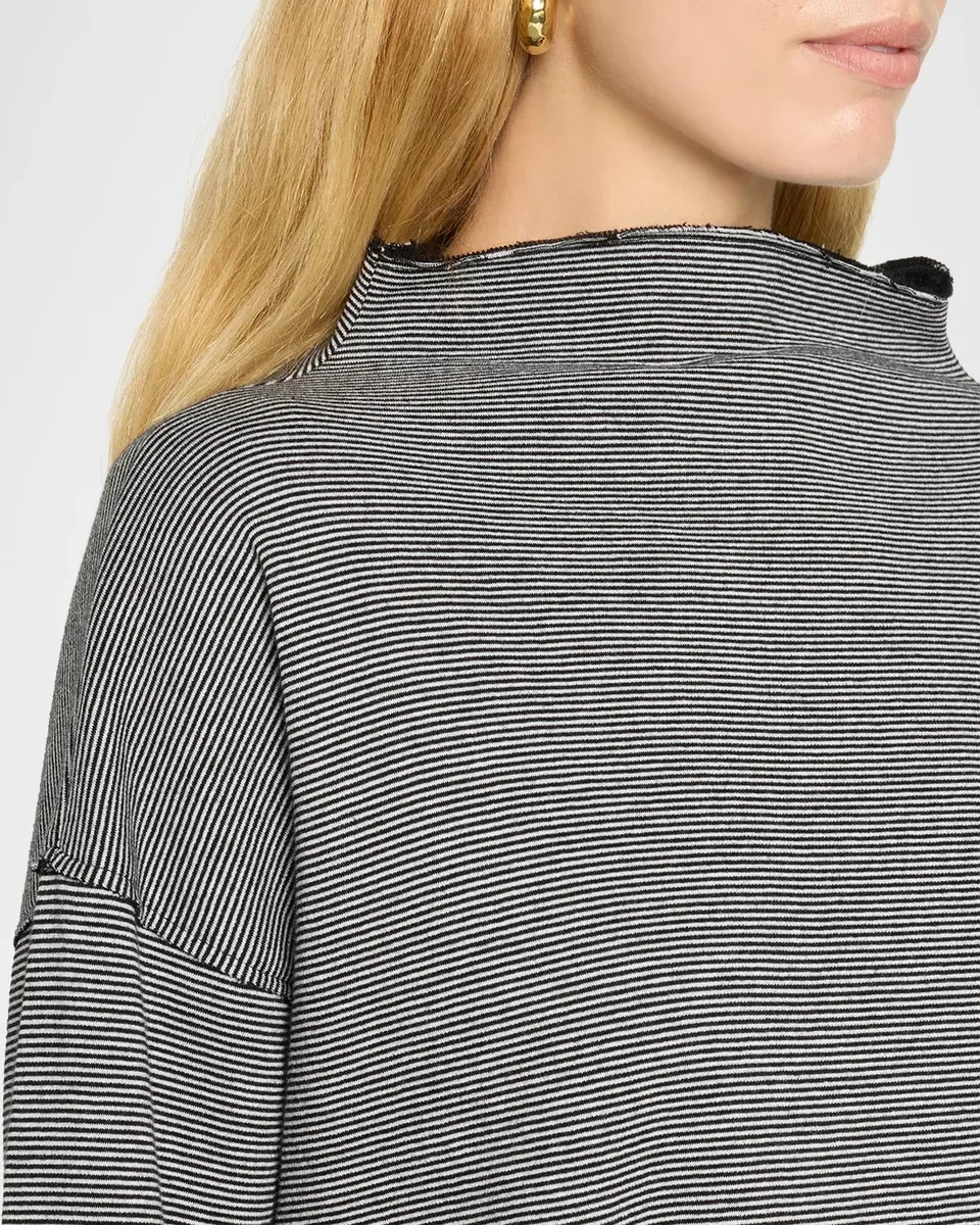 Eileen Fisher Striped Funnel-Neck Boxy Sweater | Thumbnail 5 Eileen Fisher Striped Funnel-Neck Boxy Sweater | Thumbnail 5