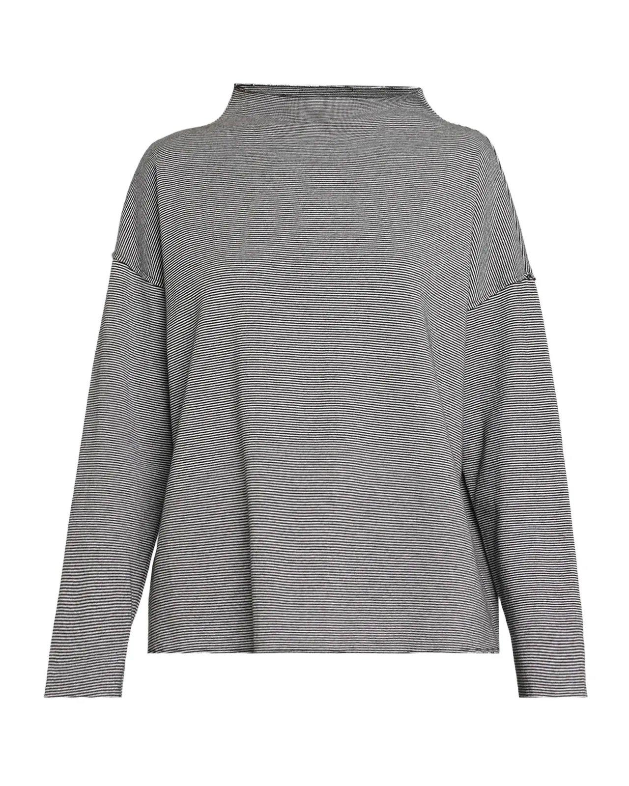 Striped Funnel-Neck Boxy Sweater Striped Funnel-Neck Boxy Sweater