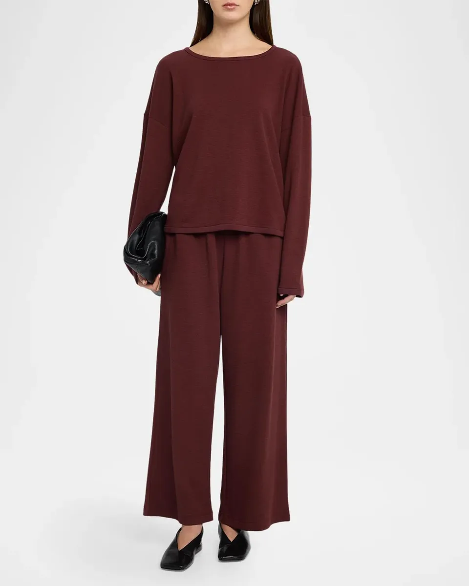 Eileen Fisher Cropped Wide-Leg Waffle Knit Pants | Thumbnail 2 Eileen Fisher Cropped Wide-Leg Waffle Knit Pants | Thumbnail 2