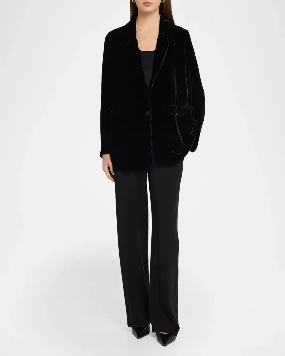 Eileen Fisher Long Single-Breasted Velvet Blazer | Thumbnail 2 Eileen Fisher Long Single-Breasted Velvet Blazer | Thumbnail 2