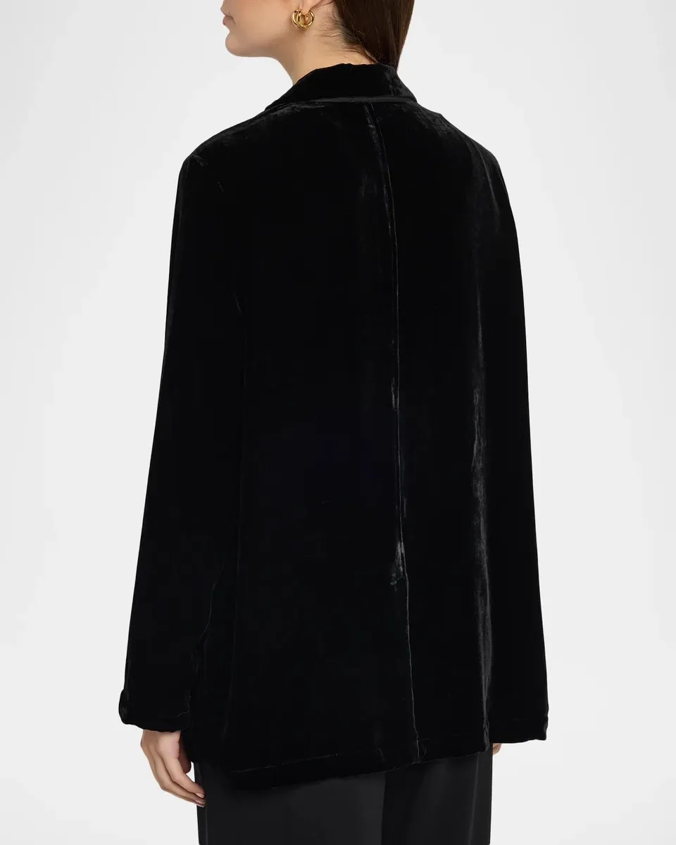 Eileen Fisher Long Single-Breasted Velvet Blazer | Thumbnail 3 Eileen Fisher Long Single-Breasted Velvet Blazer | Thumbnail 3