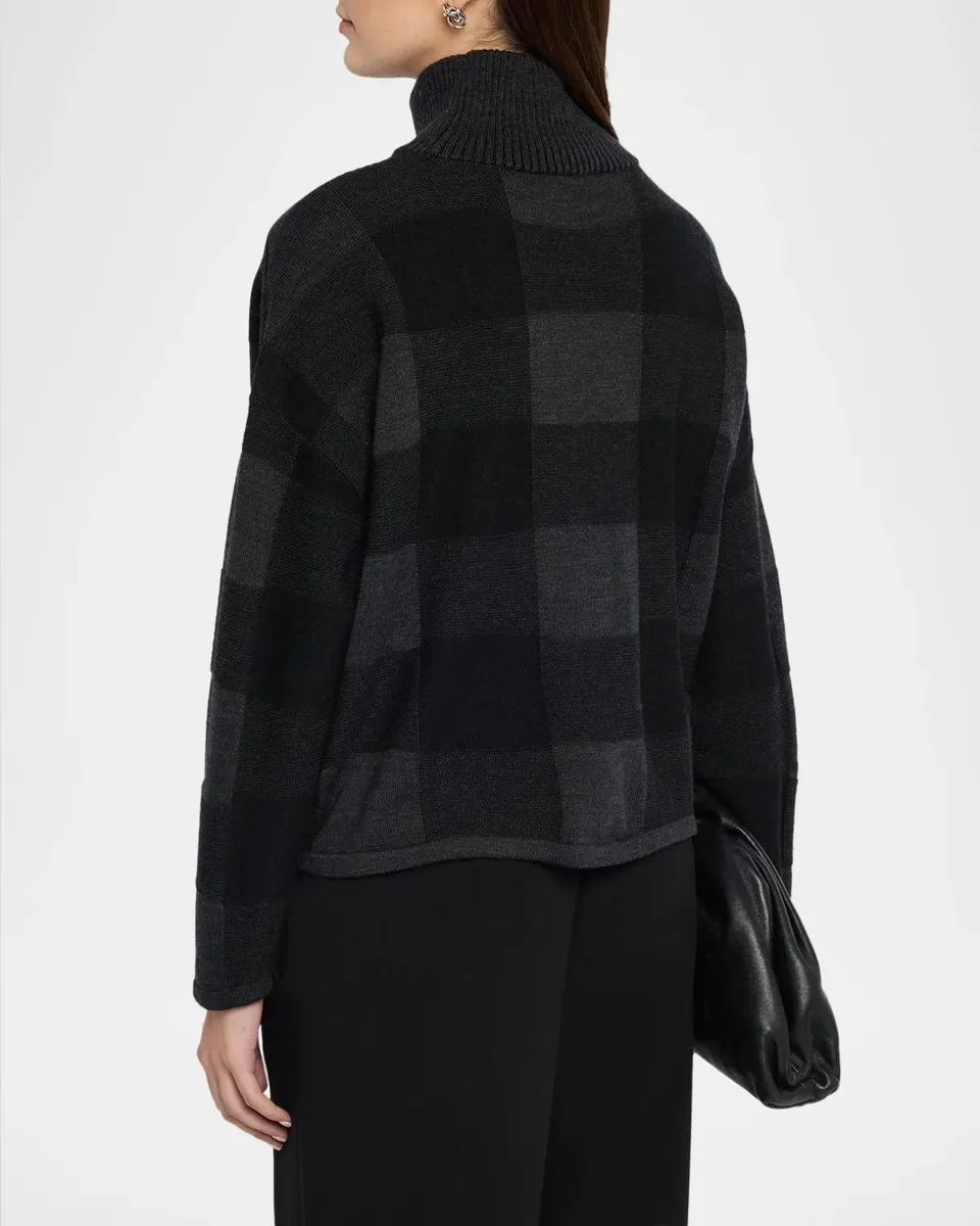 Eileen Fisher Plaid Turtleneck Wool Sweater | Thumbnail 3 Eileen Fisher Plaid Turtleneck Wool Sweater | Thumbnail 3