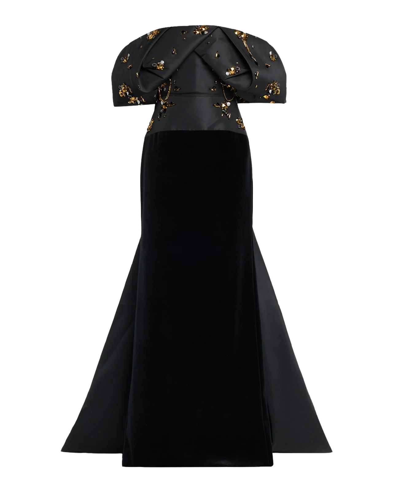 Bibhu Mohapatra Jugnu Embroidered Faille And Velvet Off-The-Shoulder Gown