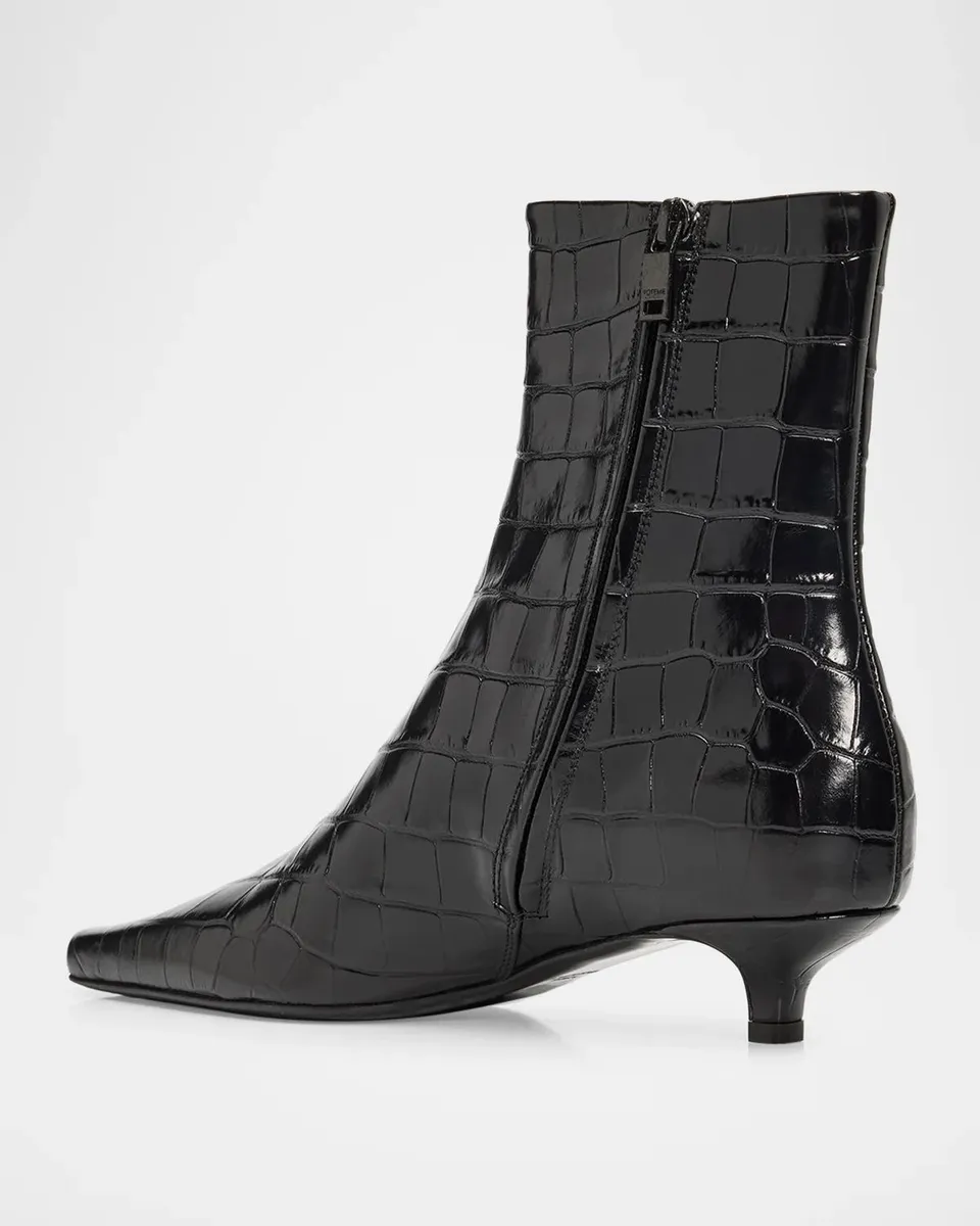 TOTEME 35mm Slim Croc-Embossed Leather Ankle Boots | Thumbnail 2 TOTEME 35mm Slim Croc-Embossed Leather Ankle Boots | Thumbnail 2