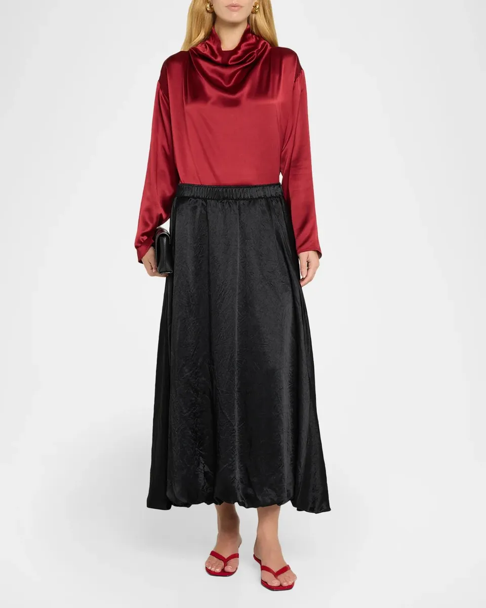 Eileen Fisher Crinkled Satin Bubble Midi Skirt | Thumbnail 2 Eileen Fisher Crinkled Satin Bubble Midi Skirt | Thumbnail 2