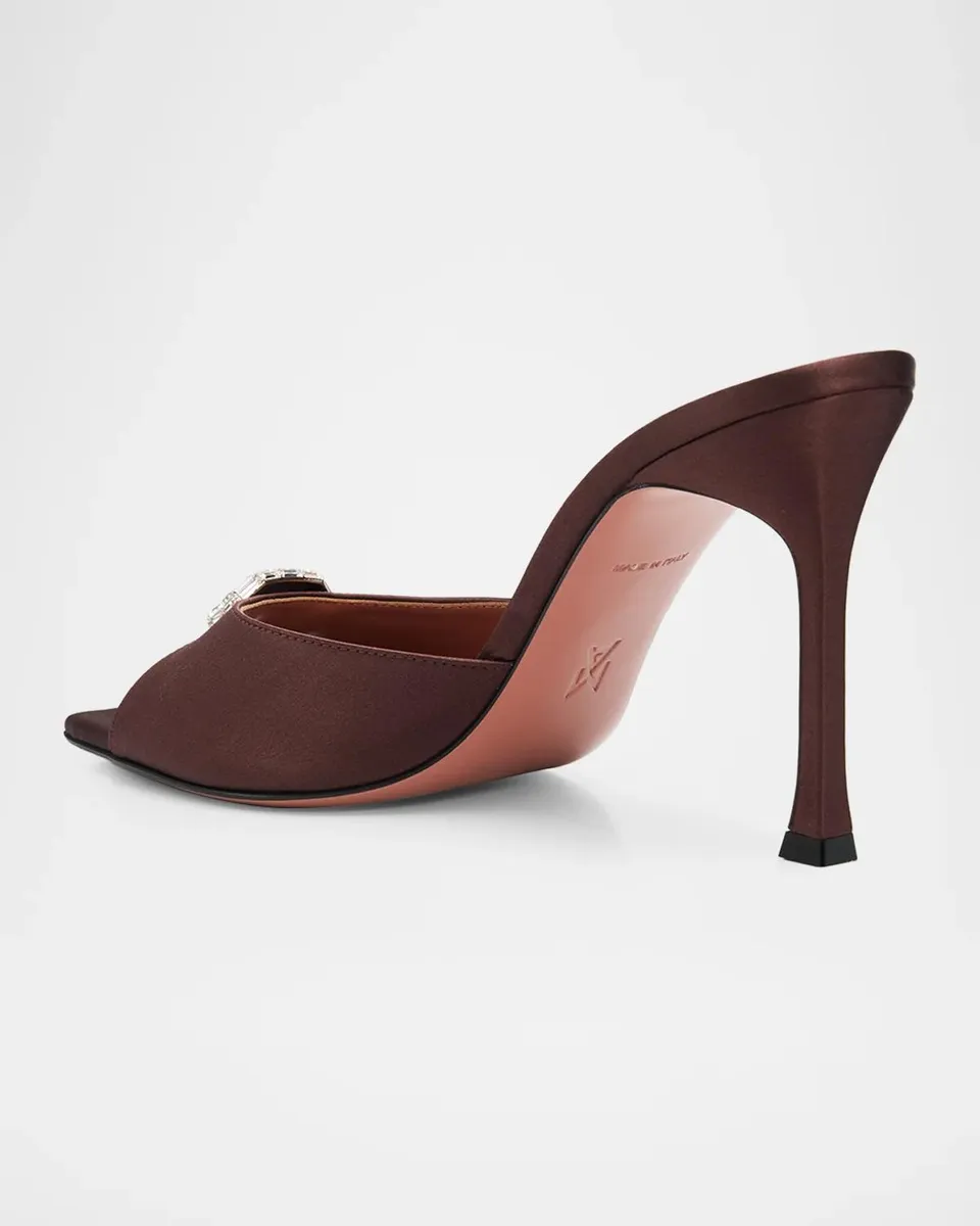 Amina Muaddi 95mm Mini Camelia Satin Mules | Thumbnail 2 Amina Muaddi 95mm Mini Camelia Satin Mules | Thumbnail 2